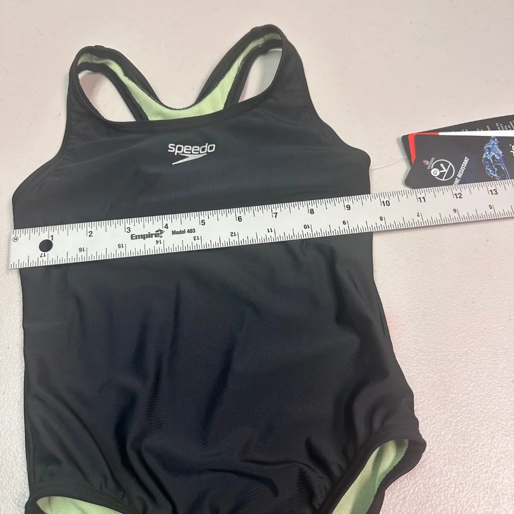 Speedo Black and Green One Piece Swimsuit. Sz 5.